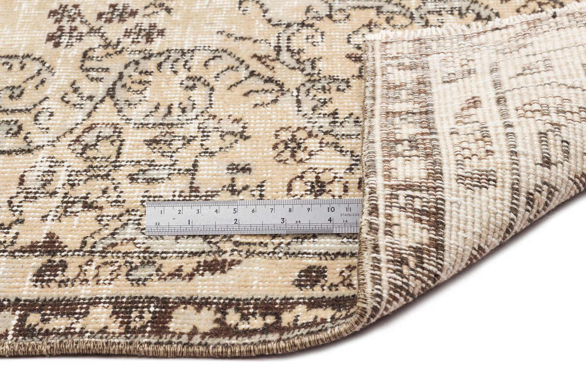 Beige Over Dyed Vintage Rug 5&#39;4&#39;&#39; x 8&#39;11&#39;&#39; ft 162 x 272 cm