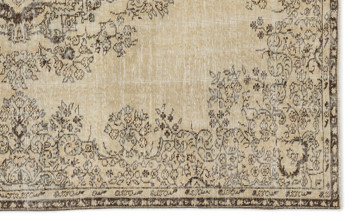 Beige Over Dyed Vintage Rug 5&#39;4&#39;&#39; x 8&#39;11&#39;&#39; ft 162 x 272 cm