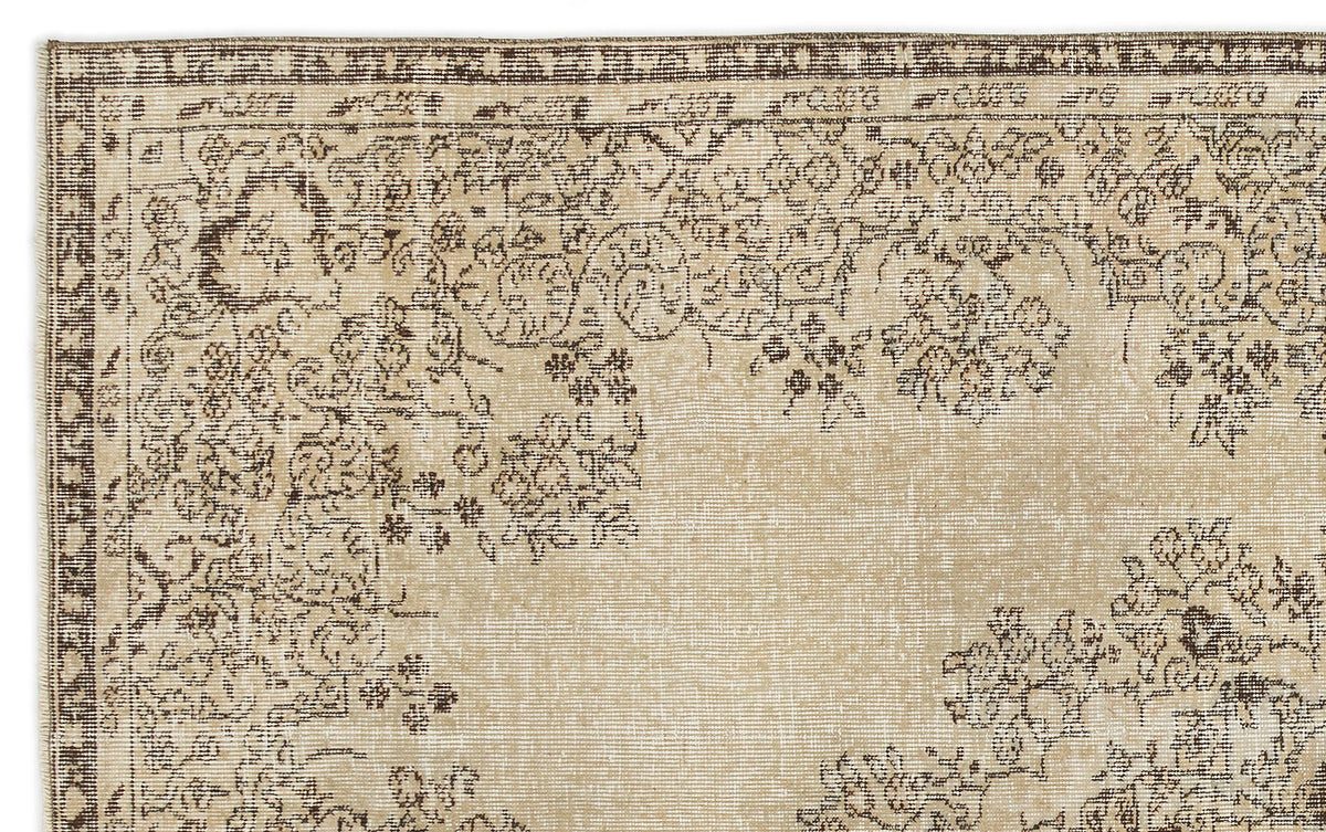 Beige Over Dyed Vintage Rug 5&#39;4&#39;&#39; x 8&#39;11&#39;&#39; ft 162 x 272 cm