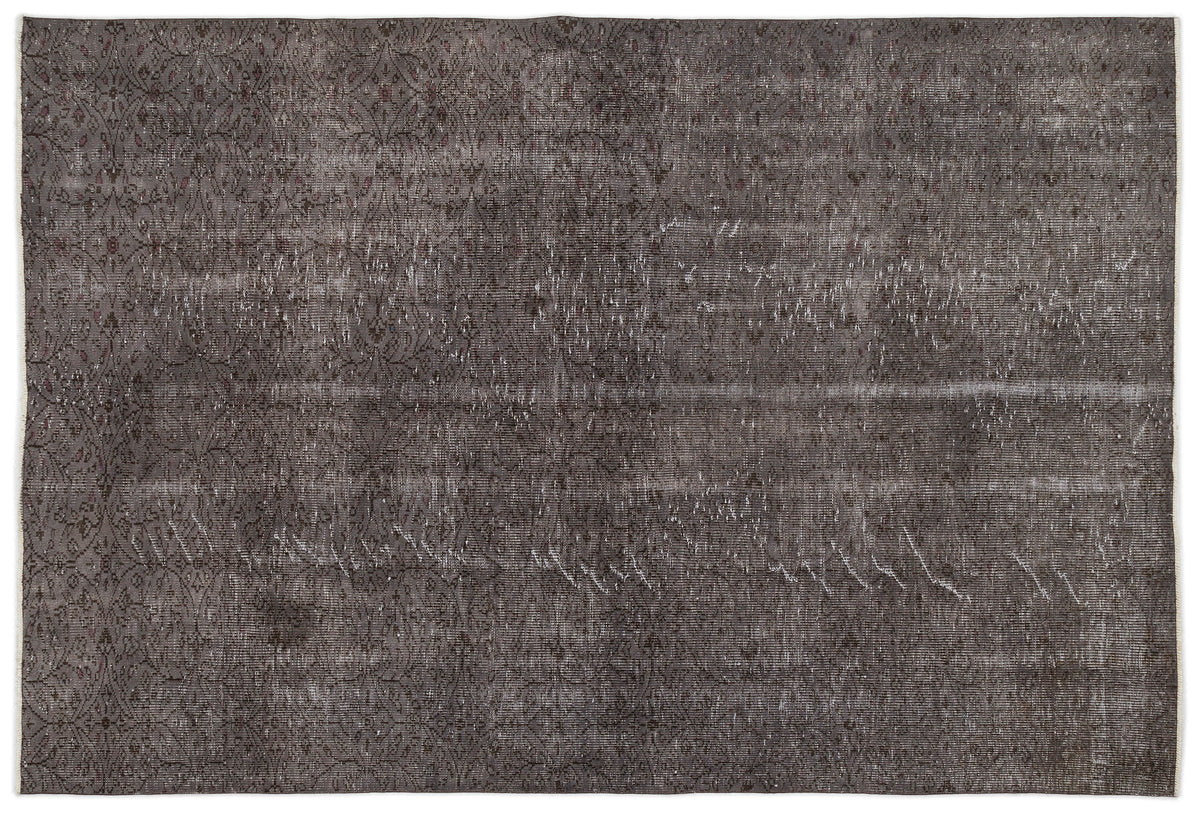 Gray Over Dyed Vintage Rug 6&#39;1&#39;&#39; x 9&#39;2&#39;&#39; ft 185 x 280 cm