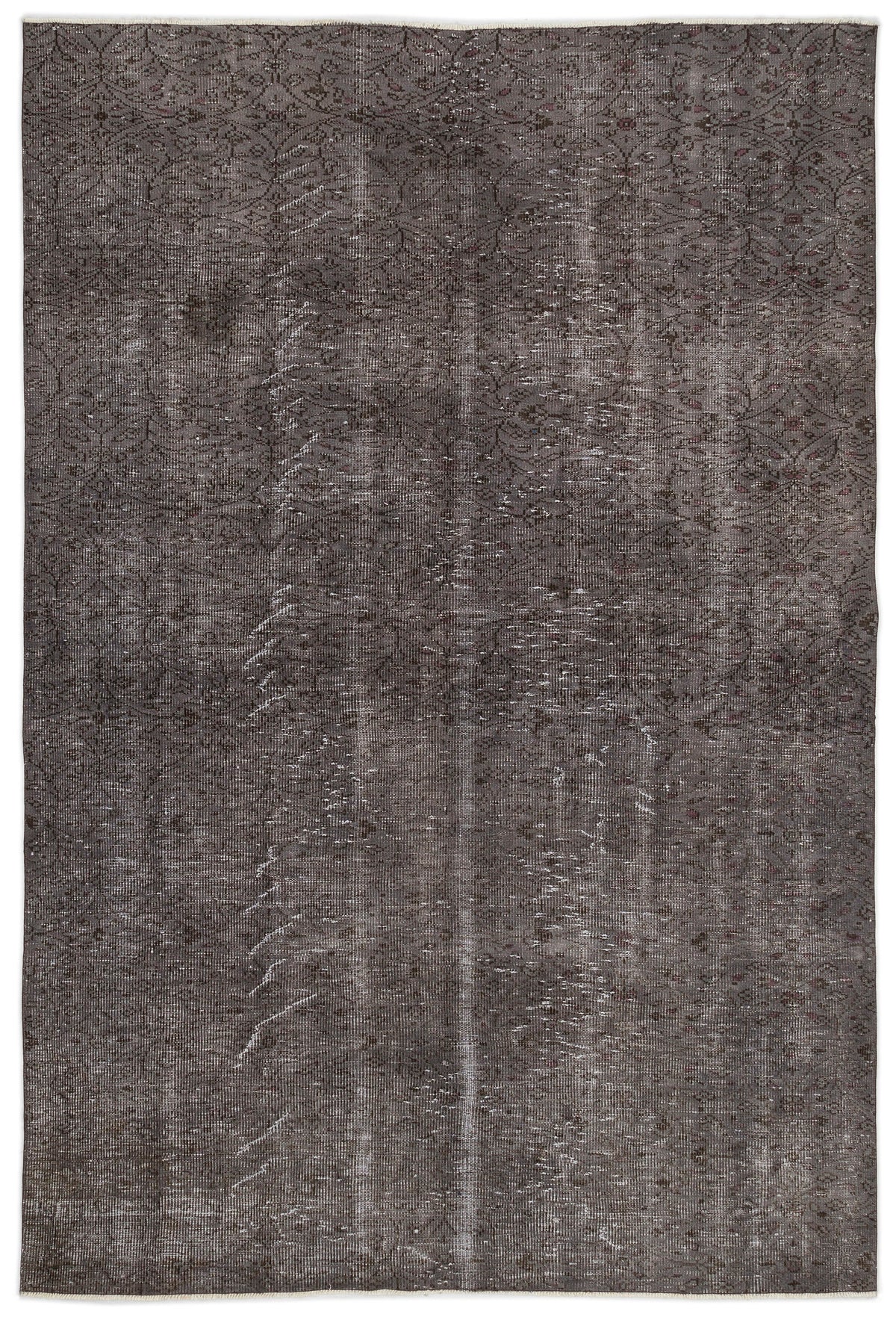 Gray Over Dyed Vintage Rug 6&#39;1&#39;&#39; x 9&#39;2&#39;&#39; ft 185 x 280 cm