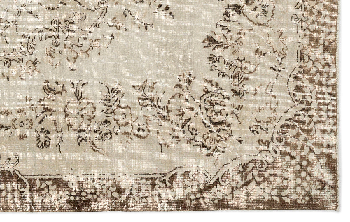 Beige Over Dyed Vintage Rug 5&#39;10&#39;&#39; x 9&#39;8&#39;&#39; ft 179 x 294 cm