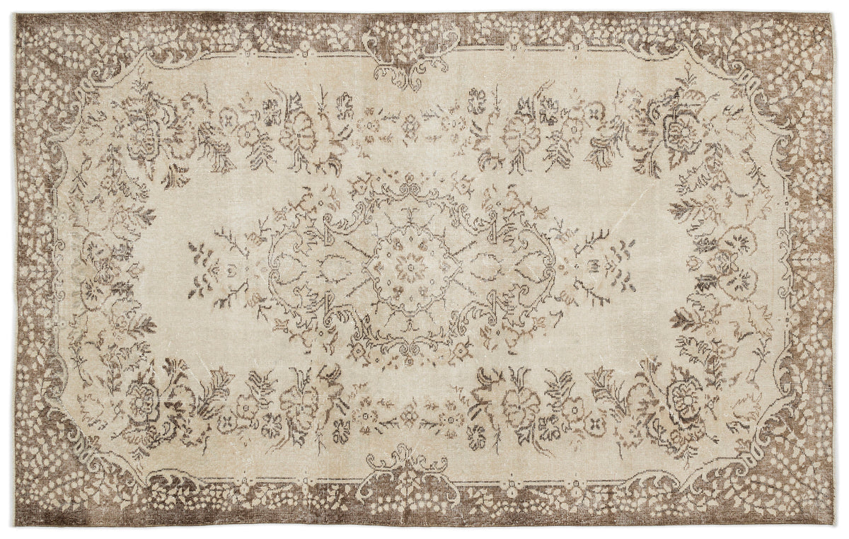 Beige Over Dyed Vintage Rug 5&#39;10&#39;&#39; x 9&#39;8&#39;&#39; ft 179 x 294 cm