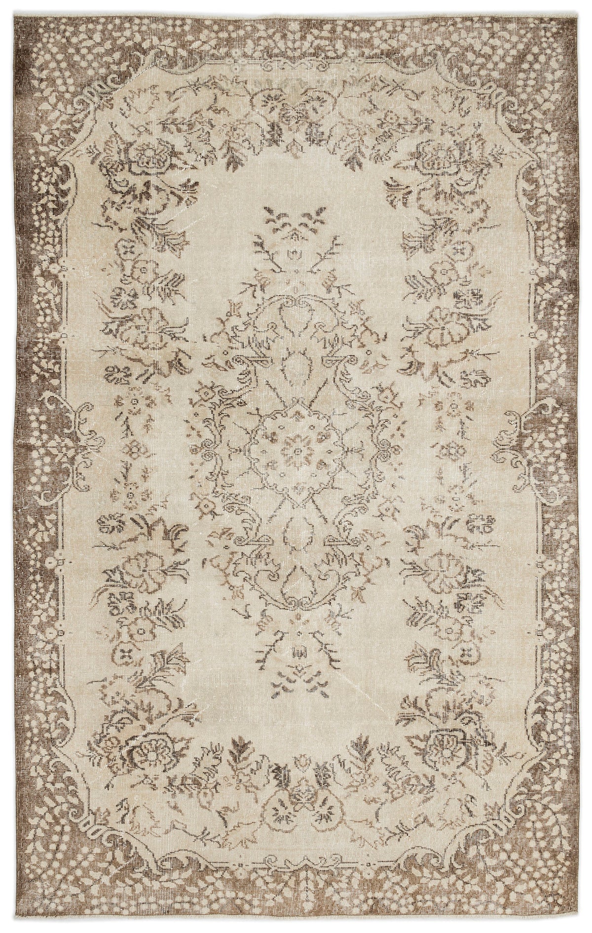 Beige Over Dyed Vintage Rug 5&#39;10&#39;&#39; x 9&#39;8&#39;&#39; ft 179 x 294 cm