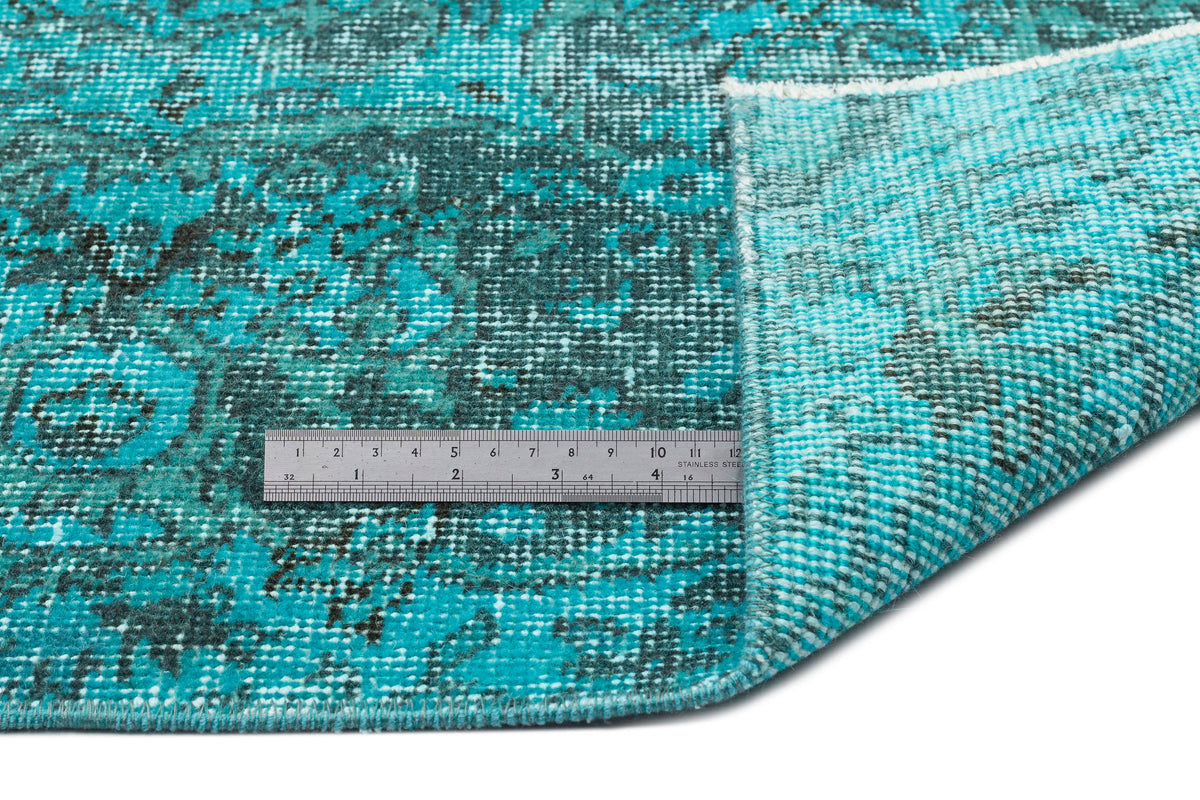 Turquoise  Over Dyed Vintage Rug 6'5'' x 10'5'' ft 195 x 318 cm