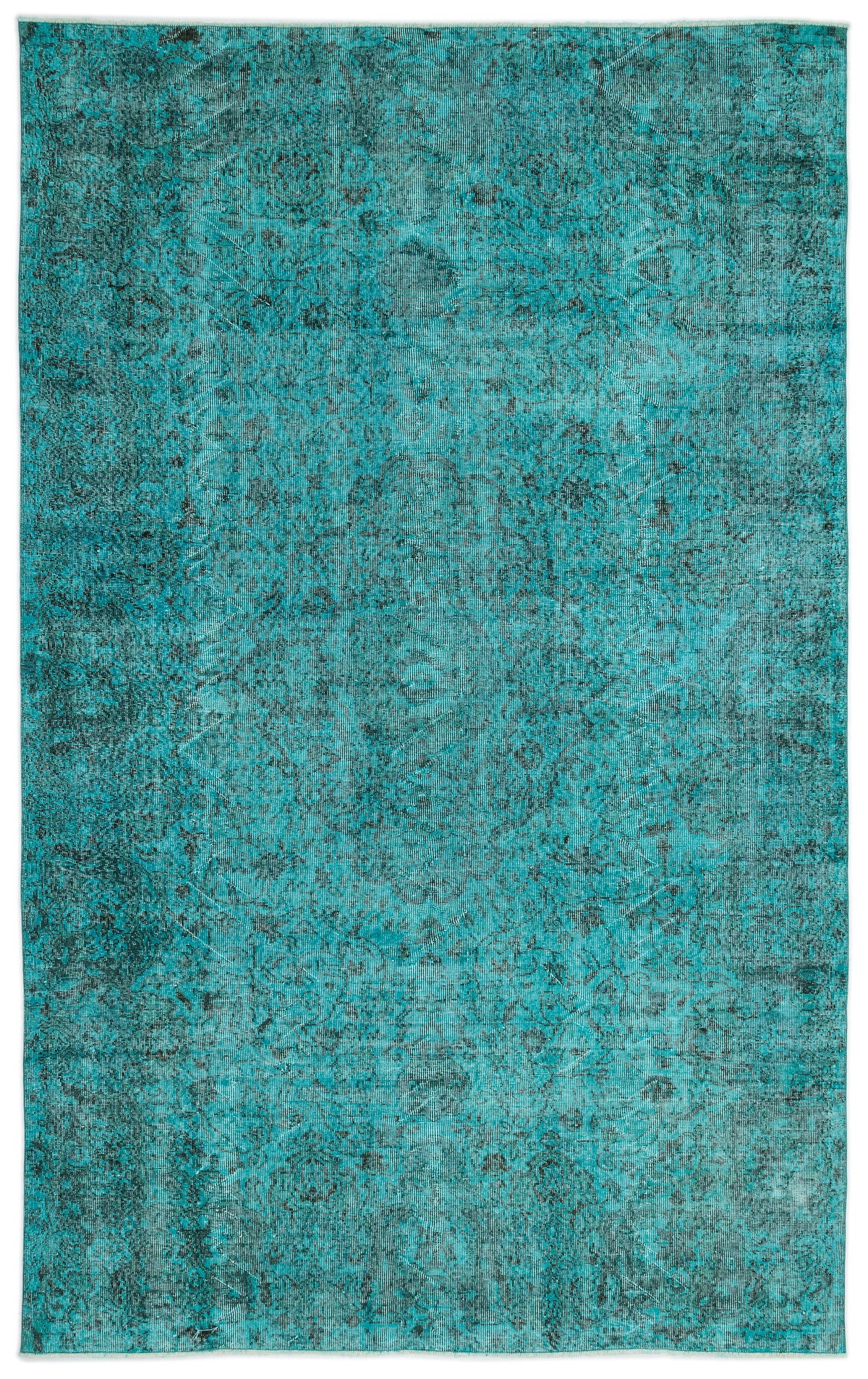 Turquoise  Over Dyed Vintage Rug 6'5'' x 10'5'' ft 195 x 318 cm