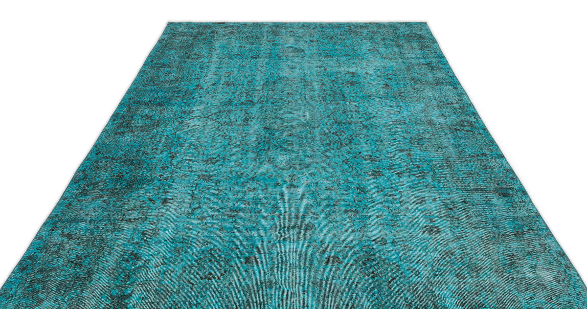 Turquoise  Over Dyed Vintage Rug 6'5'' x 10'5'' ft 195 x 318 cm