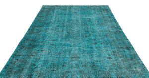 Turquoise  Over Dyed Vintage Rug 6'5'' x 10'5'' ft 195 x 318 cm