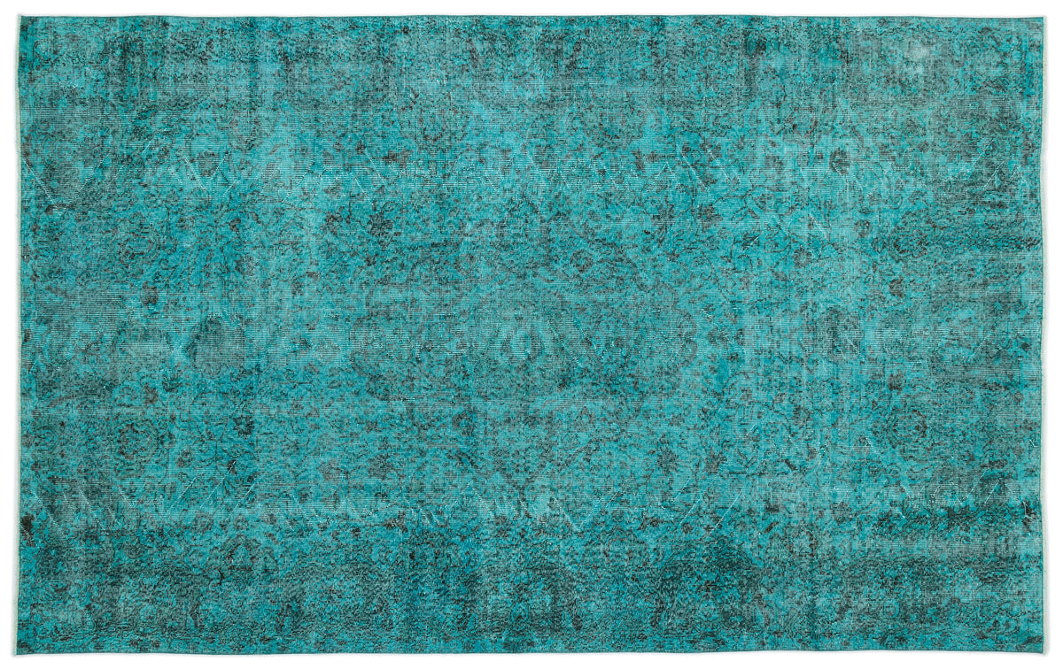 Turquoise  Over Dyed Vintage Rug 6'5'' x 10'5'' ft 195 x 318 cm