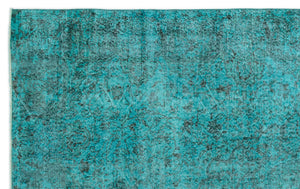 Turquoise  Over Dyed Vintage Rug 6'5'' x 10'5'' ft 195 x 318 cm