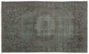Gray Over Dyed Vintage Rug 5'9'' x 9'7'' ft 175 x 292 cm