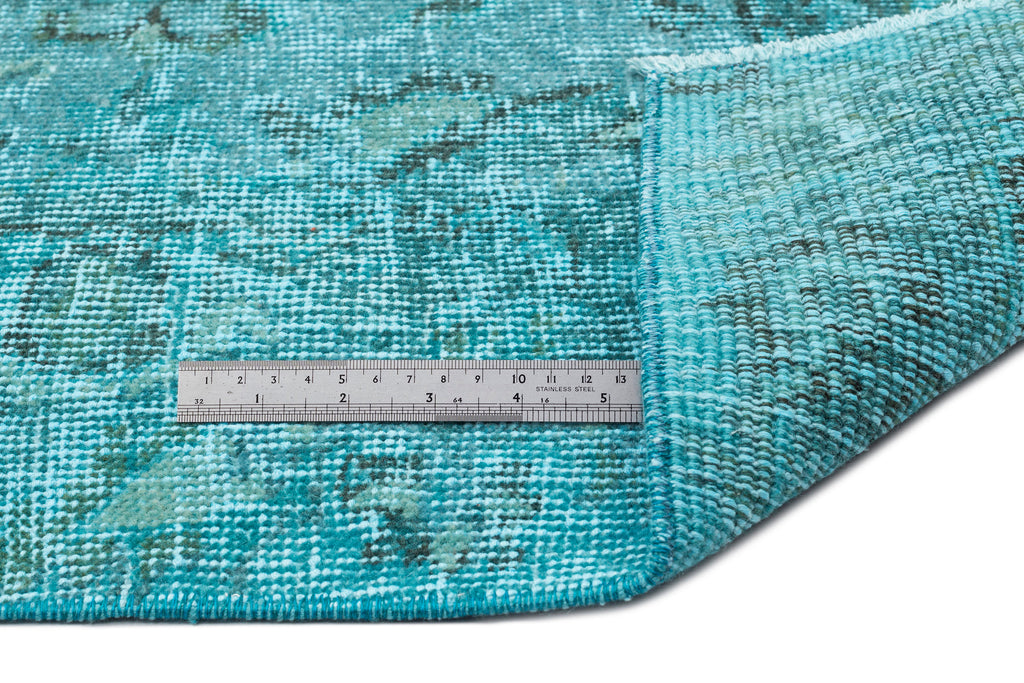 Turquoise  Over Dyed Vintage Rug 5'12'' x 8'6'' ft 182 x 259 cm