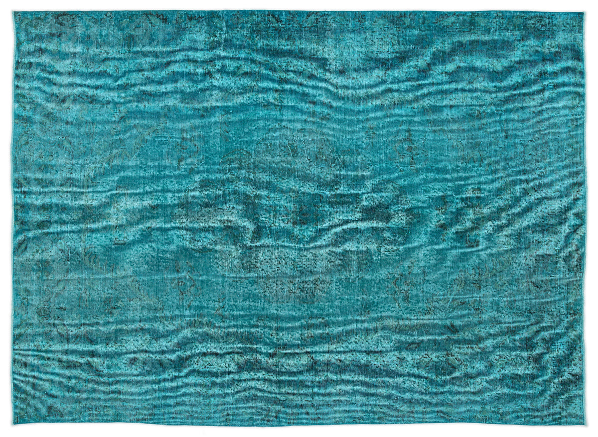Turquoise  Over Dyed Vintage Rug 5&#39;12&#39;&#39; x 8&#39;6&#39;&#39; ft 182 x 259 cm
