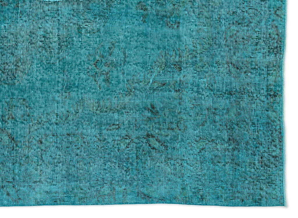 Turquoise  Over Dyed Vintage Rug 5'12'' x 8'6'' ft 182 x 259 cm