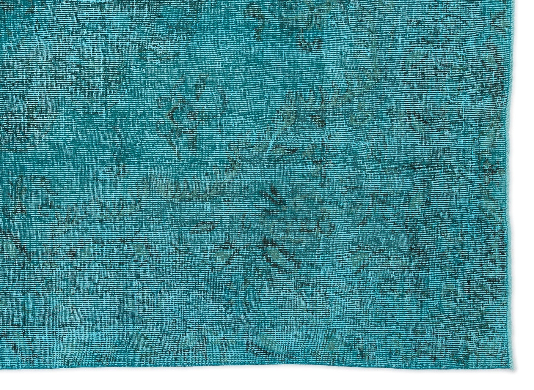 Turquoise  Over Dyed Vintage Rug 5'12'' x 8'6'' ft 182 x 259 cm