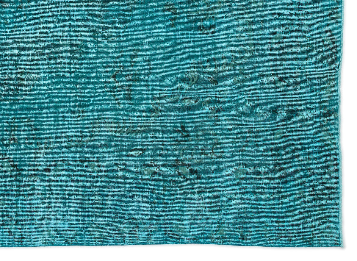 Turquoise  Over Dyed Vintage Rug 5&#39;12&#39;&#39; x 8&#39;6&#39;&#39; ft 182 x 259 cm