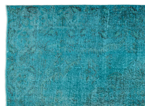 Turquoise  Over Dyed Vintage Rug 5'12'' x 8'6'' ft 182 x 259 cm