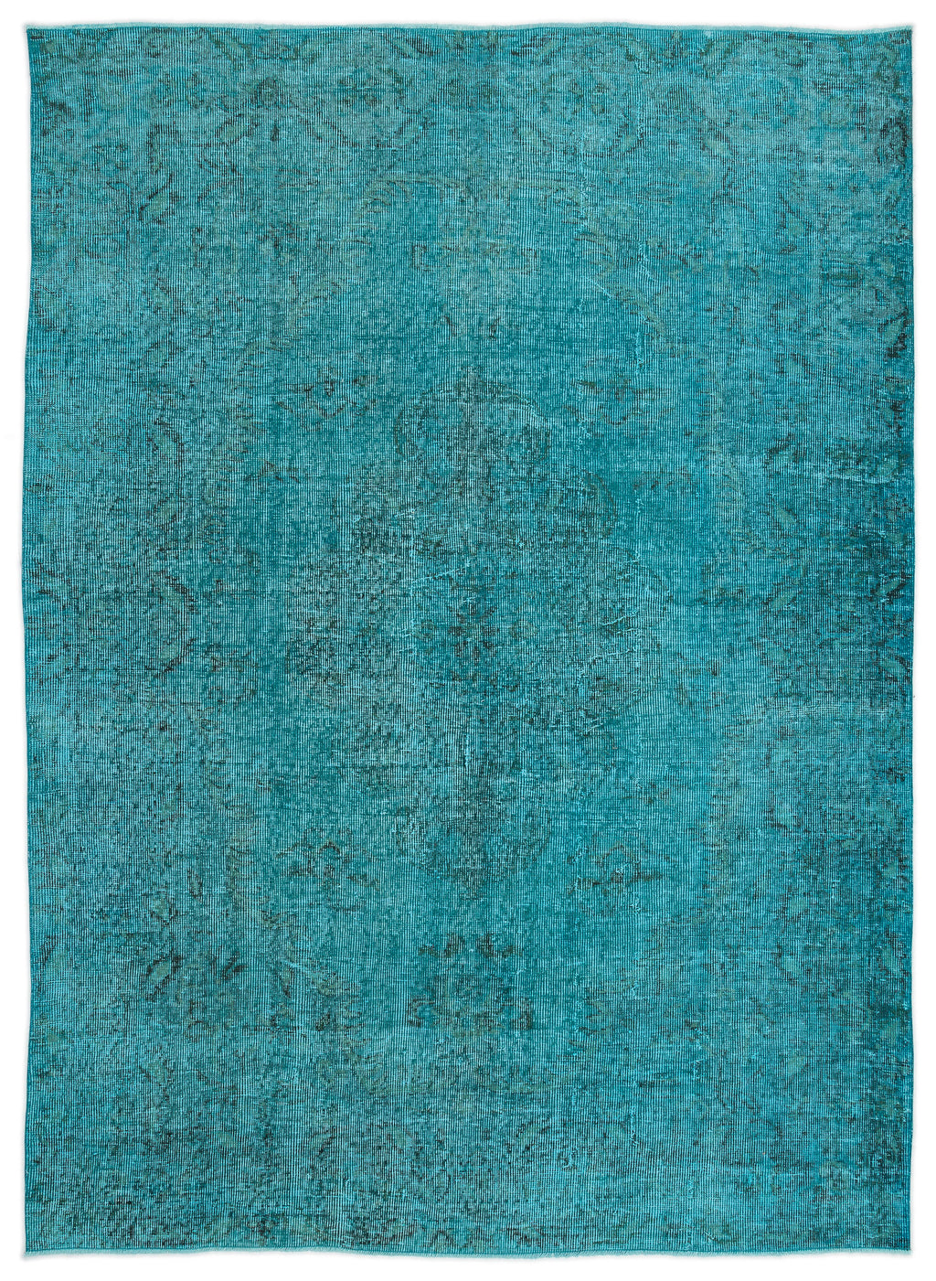 Turquoise  Over Dyed Vintage Rug 5'12'' x 8'6'' ft 182 x 259 cm