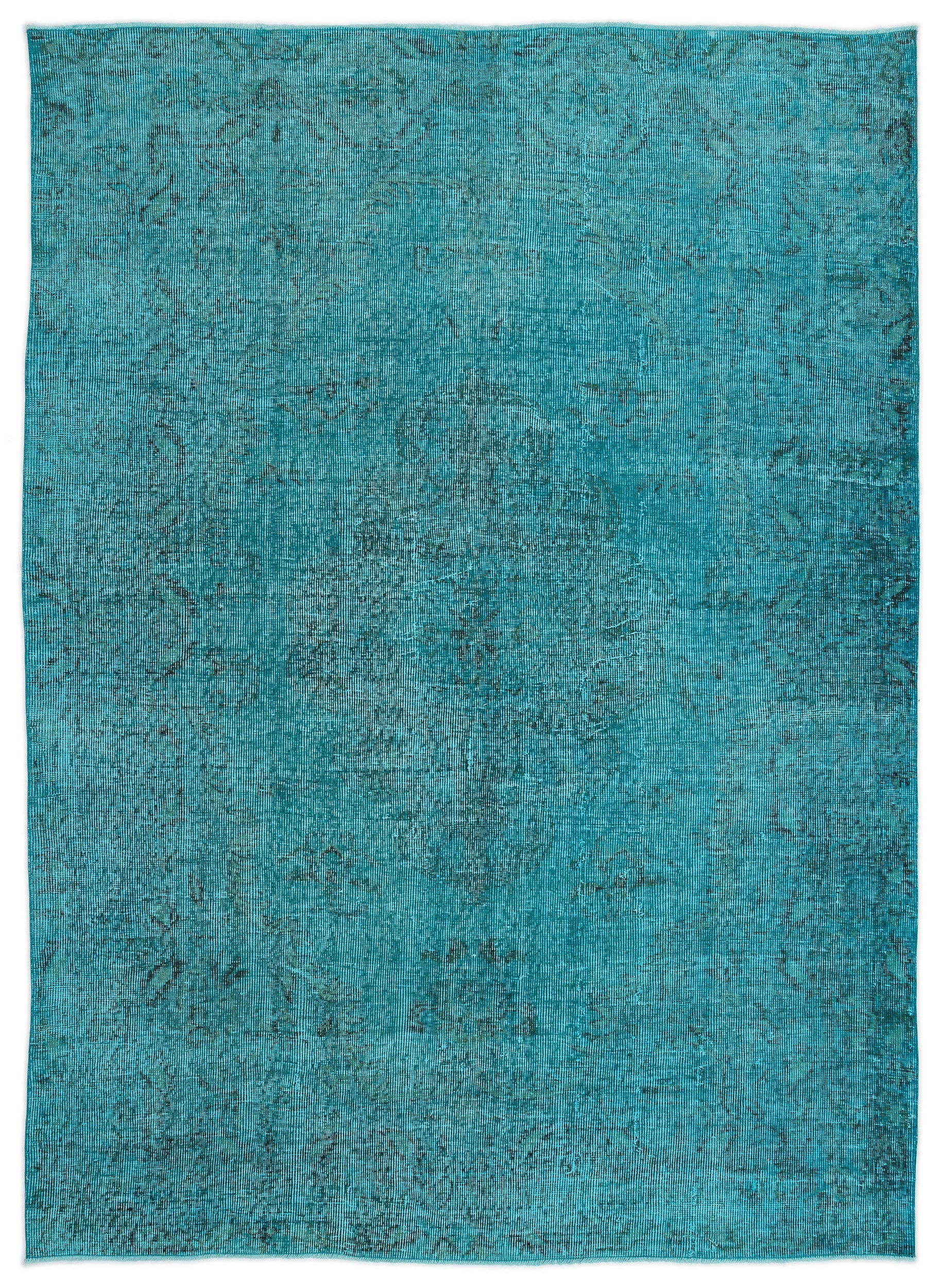 Turquoise  Over Dyed Vintage Rug 5'12'' x 8'6'' ft 182 x 259 cm