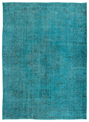 Turquoise  Over Dyed Vintage Rug 5'12'' x 8'6'' ft 182 x 259 cm