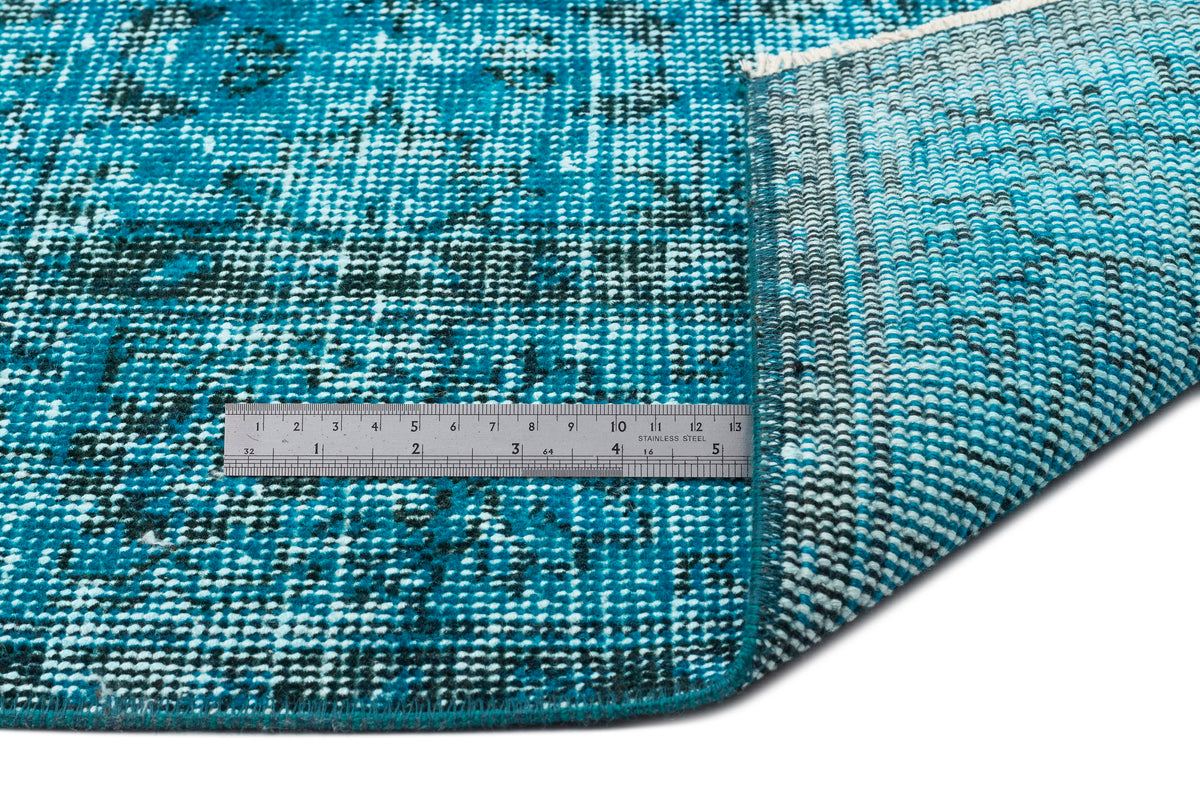 Turquoise  Over Dyed Vintage Rug 6'4'' x 10'3'' ft 193 x 312 cm