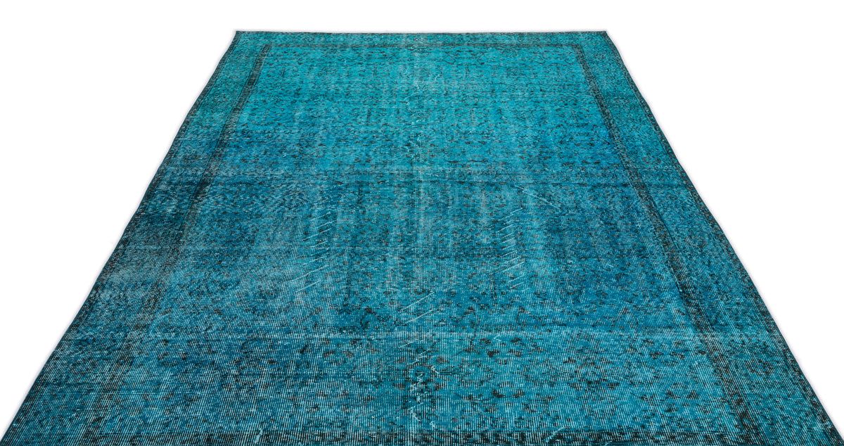 Turquoise  Over Dyed Vintage Rug 6'4'' x 10'3'' ft 193 x 312 cm