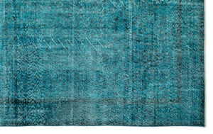 Turquoise  Over Dyed Vintage Rug 6'4'' x 10'3'' ft 193 x 312 cm