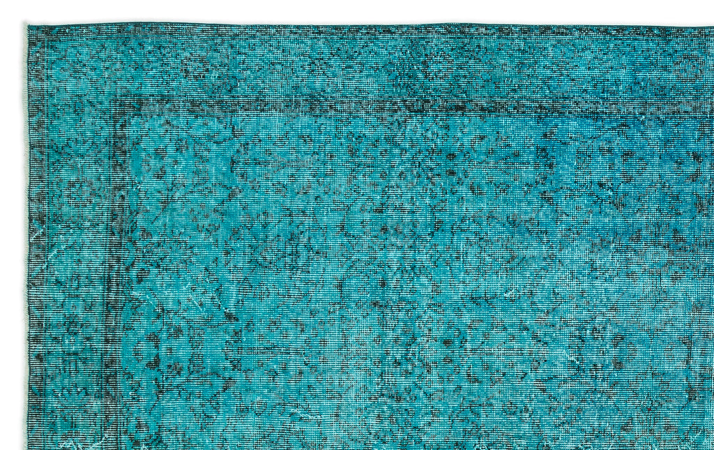 Turquoise  Over Dyed Vintage Rug 6'4'' x 10'3'' ft 193 x 312 cm