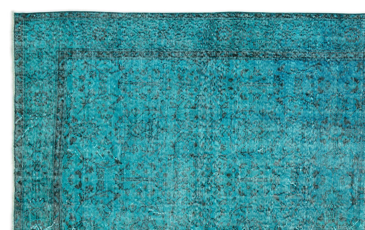 Turquoise  Over Dyed Vintage Rug 6'4'' x 10'3'' ft 193 x 312 cm