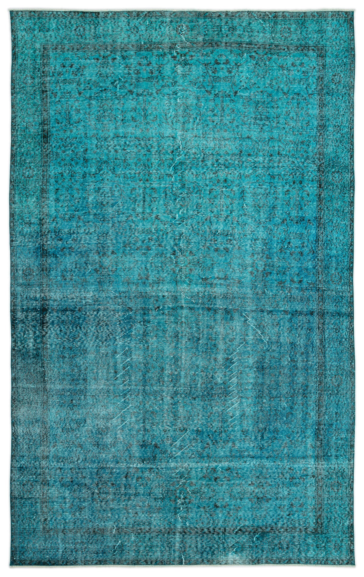 Turquoise  Over Dyed Vintage Rug 6'4'' x 10'3'' ft 193 x 312 cm