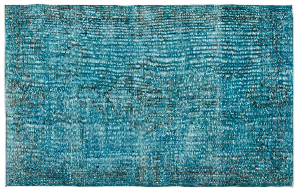 Turquoise  Over Dyed Vintage Rug 5'12'' x 9'7'' ft 182 x 292 cm