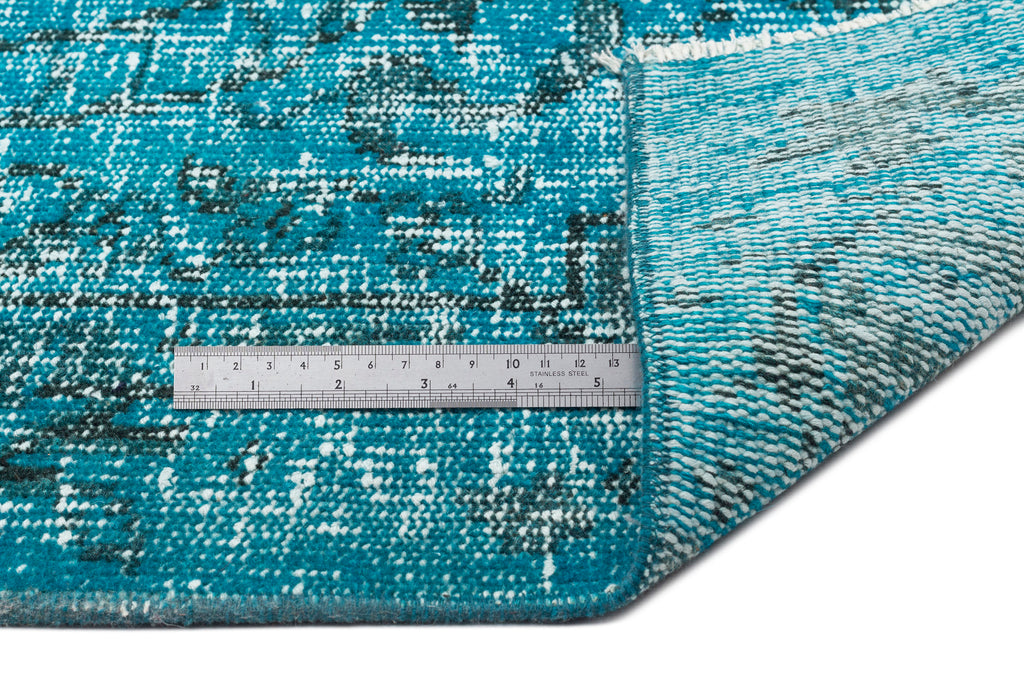 Turquoise  Over Dyed Vintage Rug 5'12'' x 9'7'' ft 182 x 292 cm