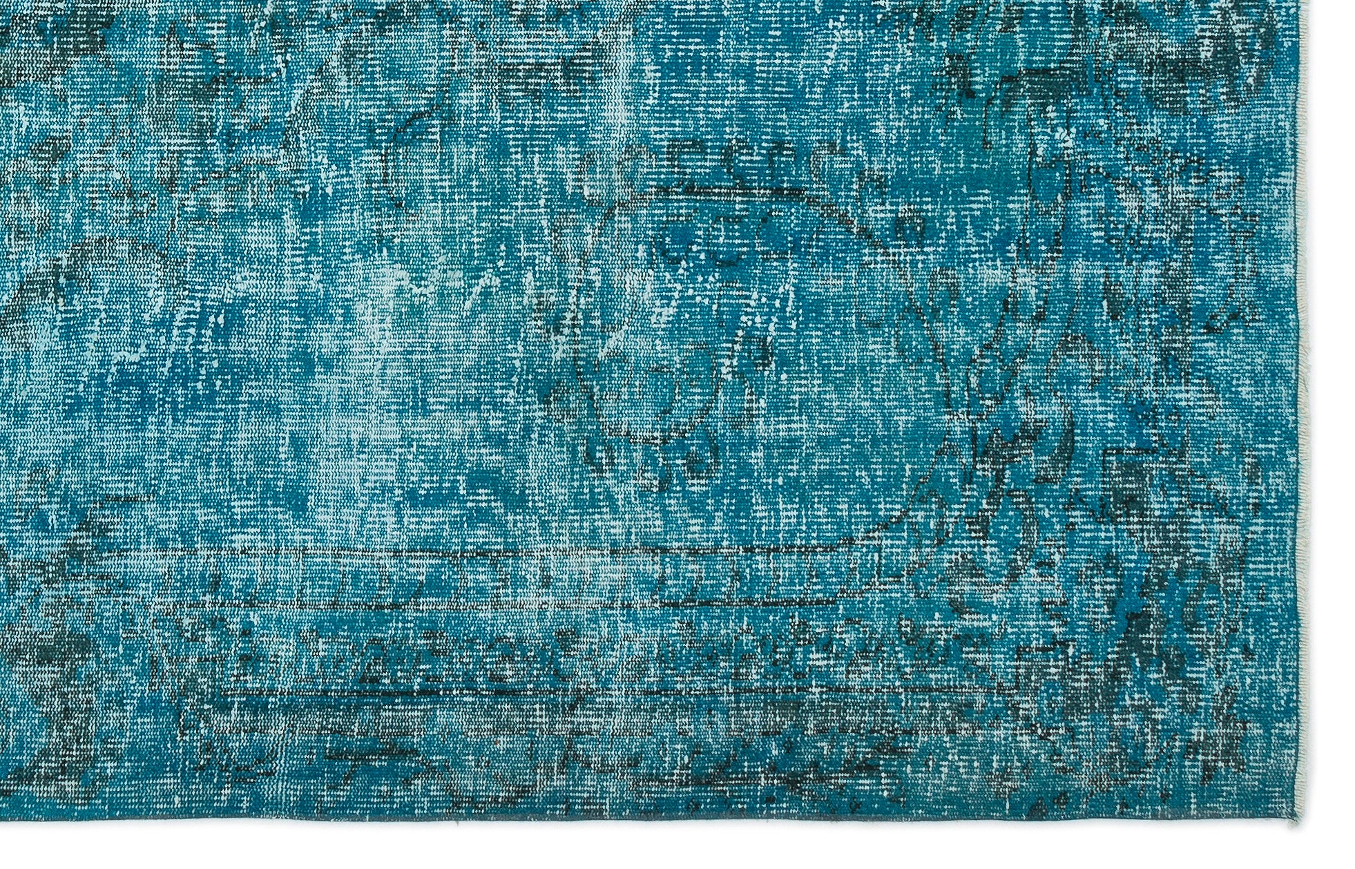 Turquoise  Over Dyed Vintage Rug 5'12'' x 9'7'' ft 182 x 292 cm