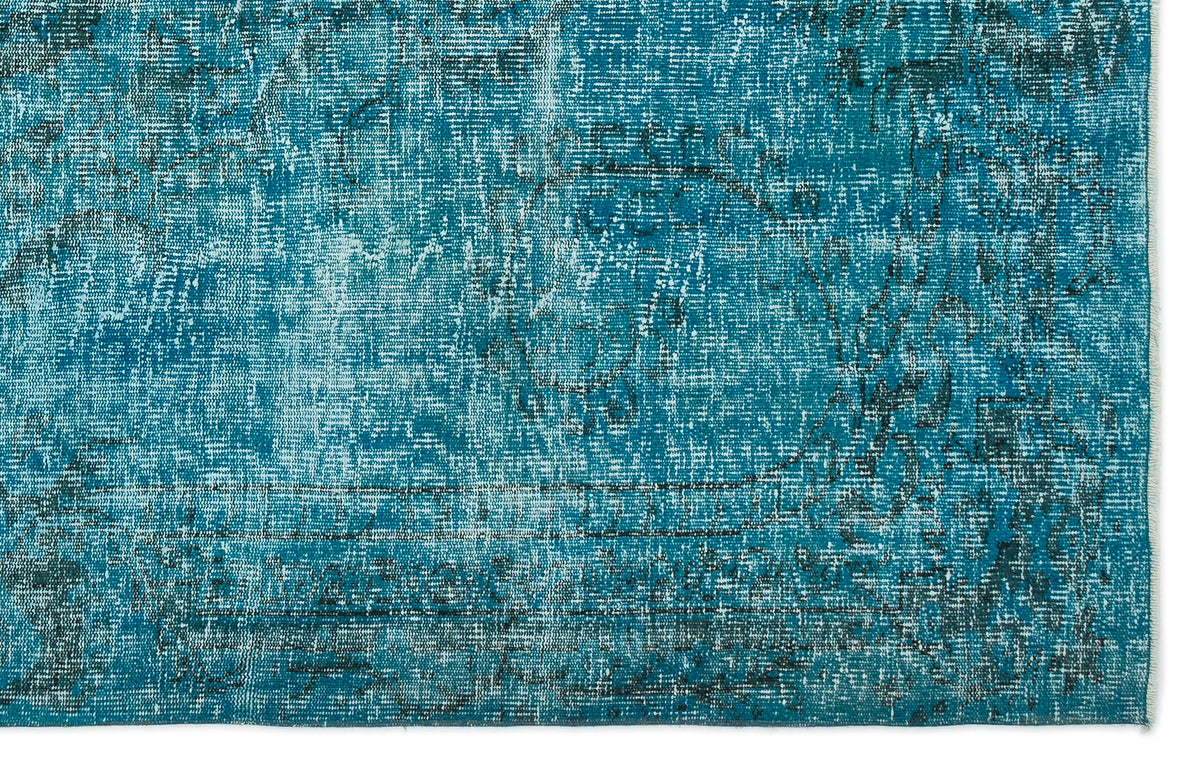 Turquoise  Over Dyed Vintage Rug 5&#39;12&#39;&#39; x 9&#39;7&#39;&#39; ft 182 x 292 cm