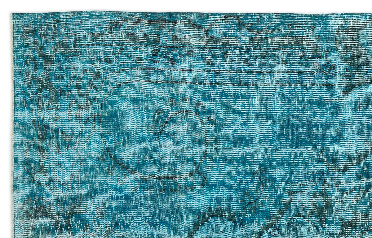 Turquoise  Over Dyed Vintage Rug 5&#39;12&#39;&#39; x 9&#39;7&#39;&#39; ft 182 x 292 cm