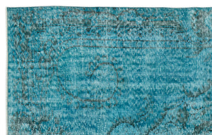 Turquoise  Over Dyed Vintage Rug 5'12'' x 9'7'' ft 182 x 292 cm
