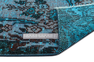 Turquoise  Over Dyed Vintage Rug 5'8'' x 9'2'' ft 173 x 279 cm