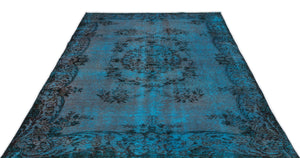 Turquoise  Over Dyed Vintage Rug 5'8'' x 9'2'' ft 173 x 279 cm