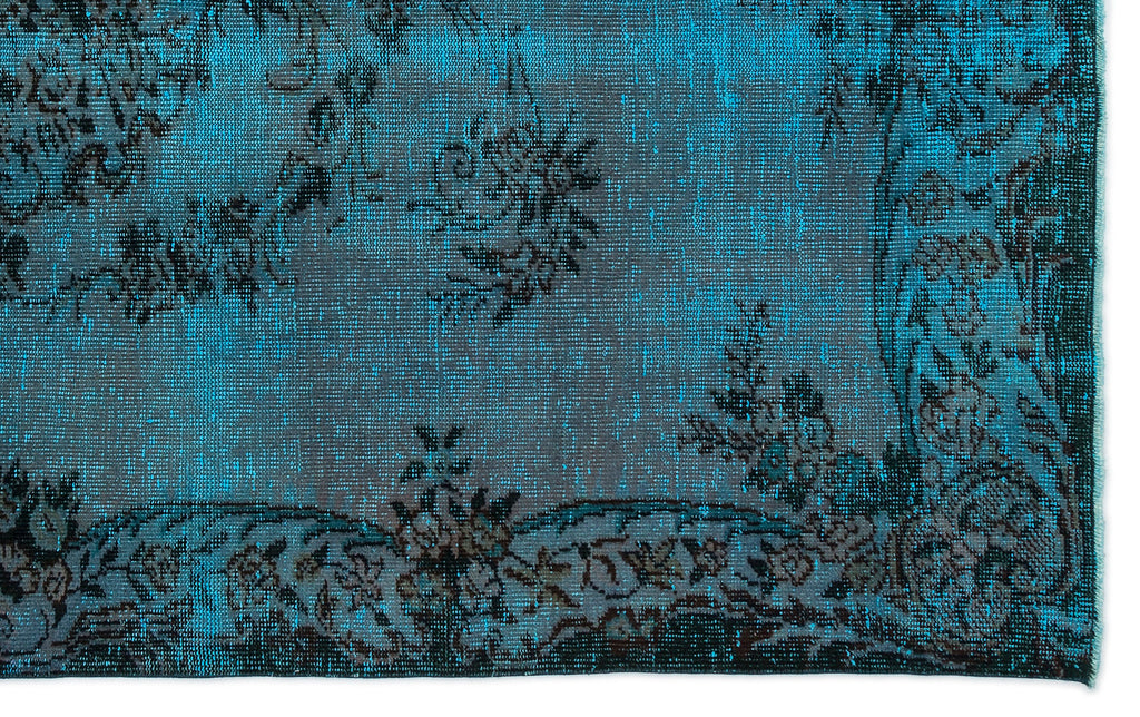 Turquoise  Over Dyed Vintage Rug 5'8'' x 9'2'' ft 173 x 279 cm