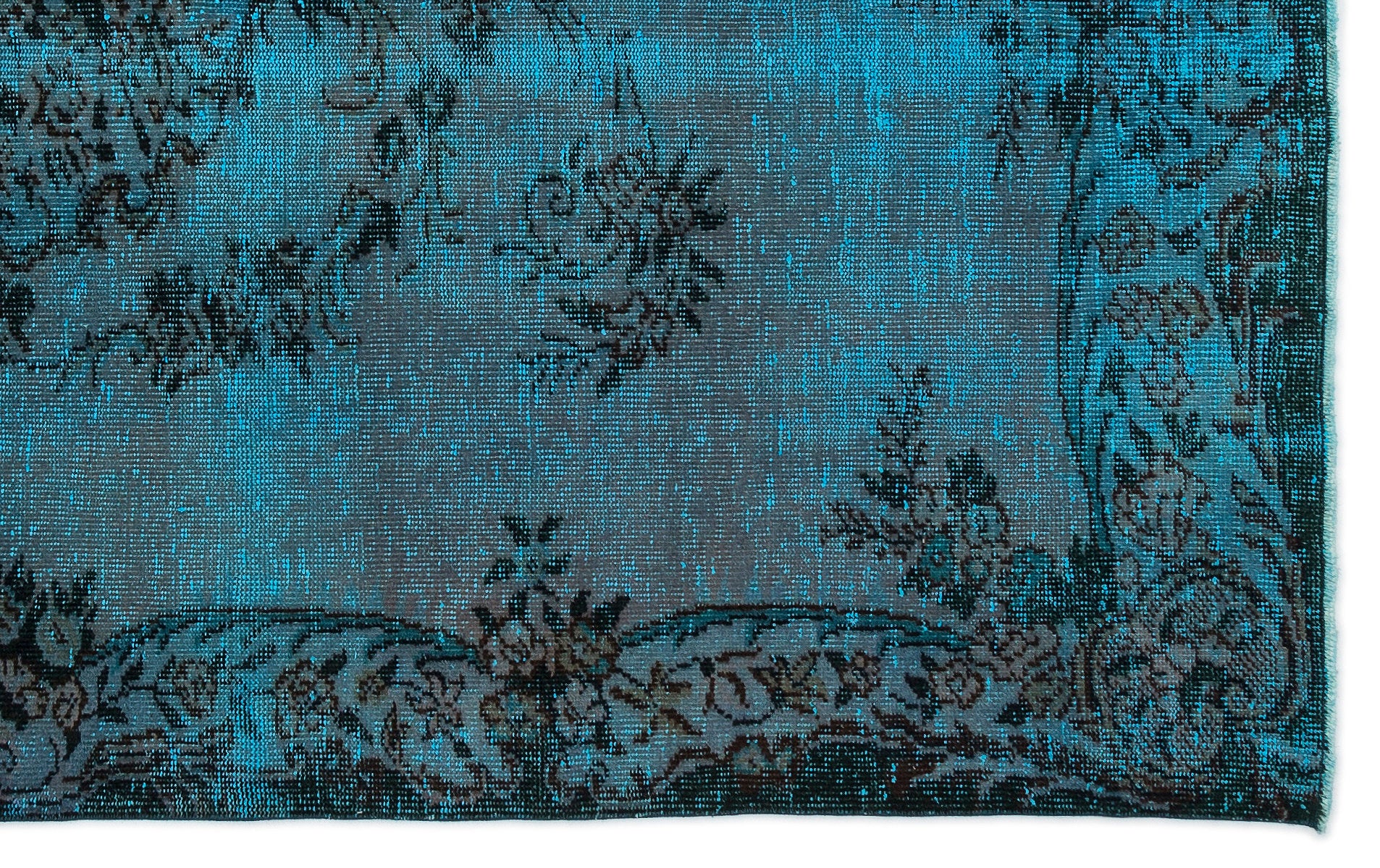 Turquoise  Over Dyed Vintage Rug 5'8'' x 9'2'' ft 173 x 279 cm