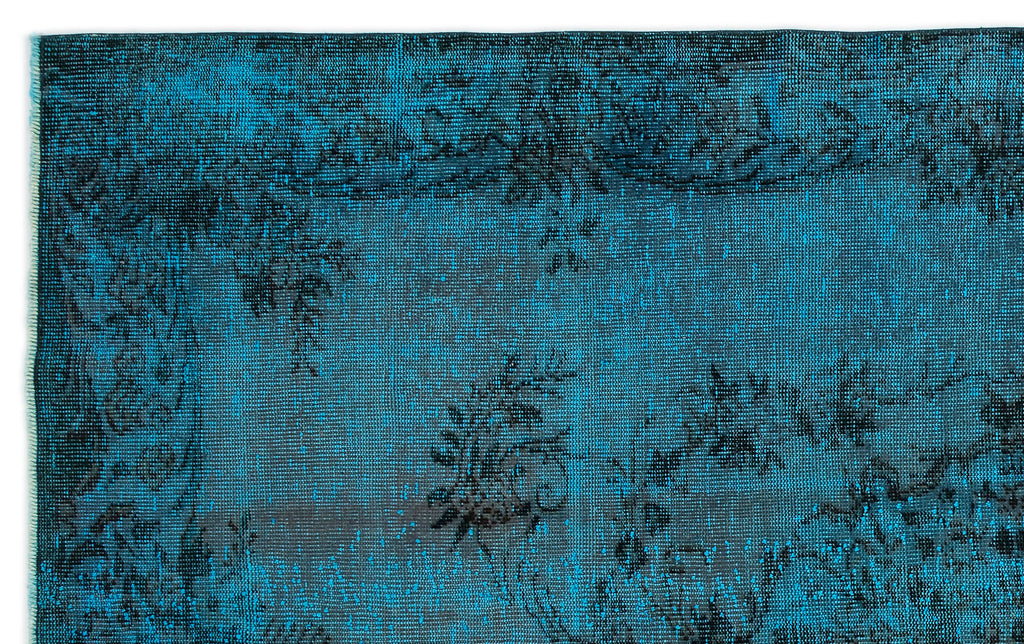 Turquoise  Over Dyed Vintage Rug 5'8'' x 9'2'' ft 173 x 279 cm