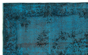 Turquoise  Over Dyed Vintage Rug 5'8'' x 9'2'' ft 173 x 279 cm