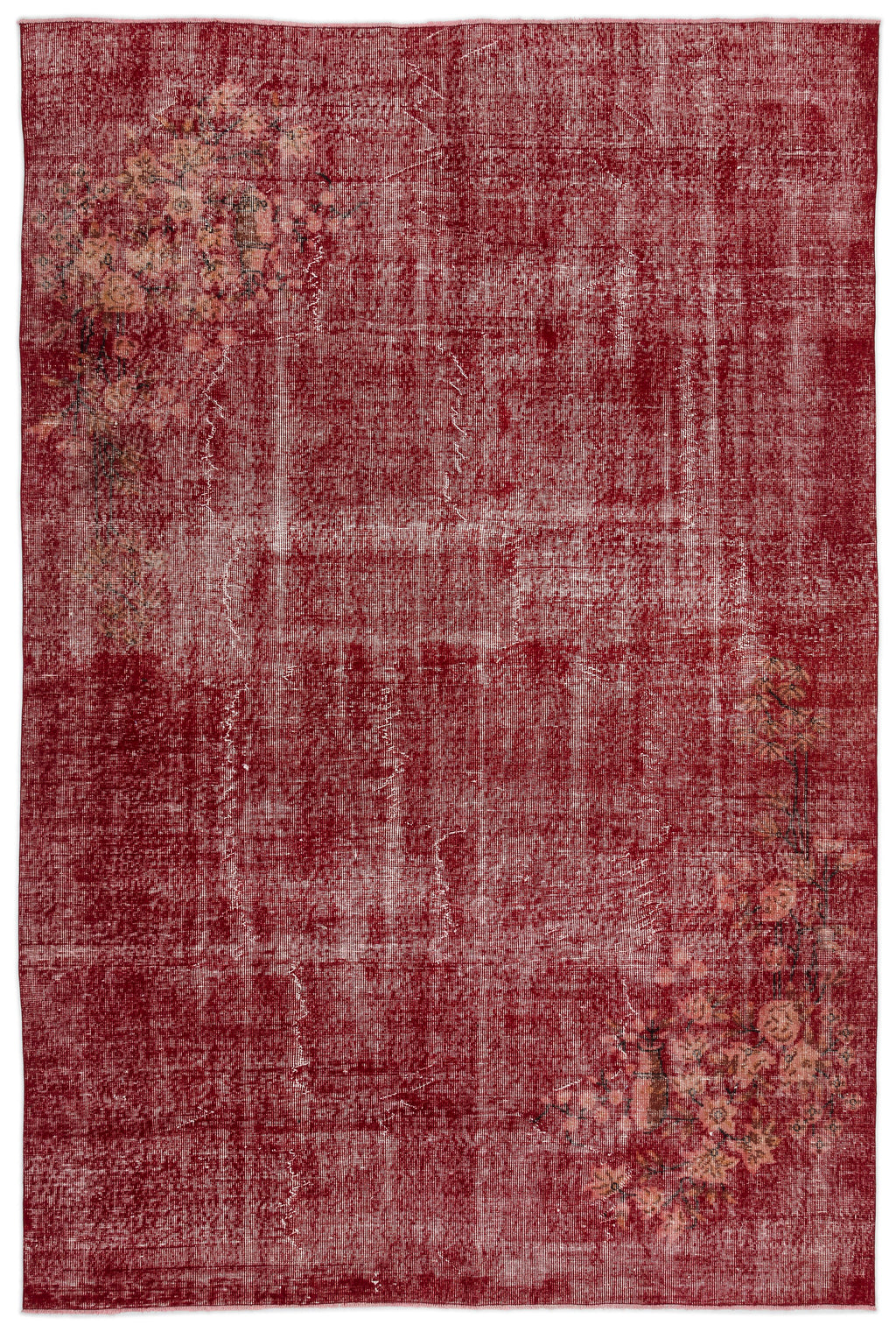 Red Over Dyed Vintage Rug 6'8'' x 10'2'' ft 203 x 310 cm