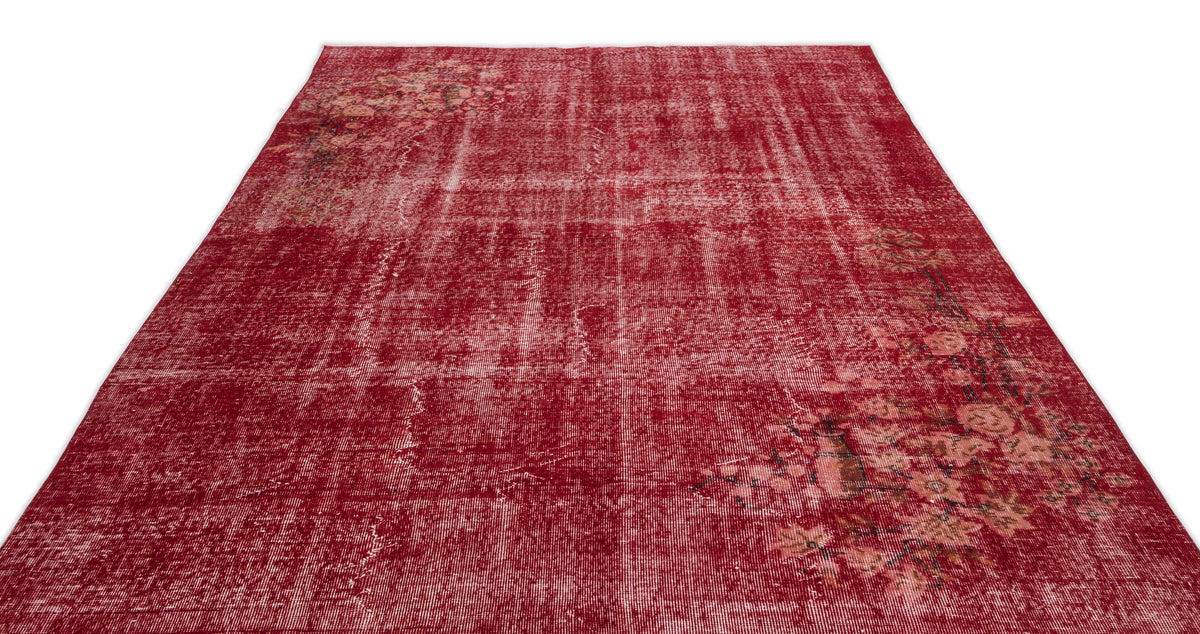 Red Over Dyed Vintage Rug 6&#39;8&#39;&#39; x 10&#39;2&#39;&#39; ft 203 x 310 cm