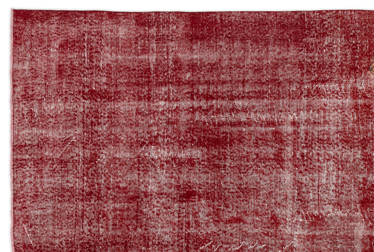 Red Over Dyed Vintage Rug 6&#39;8&#39;&#39; x 10&#39;2&#39;&#39; ft 203 x 310 cm