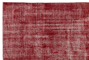 Red Over Dyed Vintage Rug 6'8'' x 10'2'' ft 203 x 310 cm