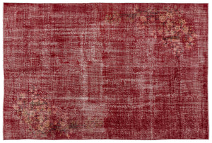 Red Over Dyed Vintage Rug 6'8'' x 10'2'' ft 203 x 310 cm