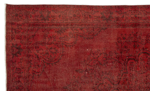 Red Over Dyed Vintage Rug 5'9'' x 9'8'' ft 176 x 295 cm