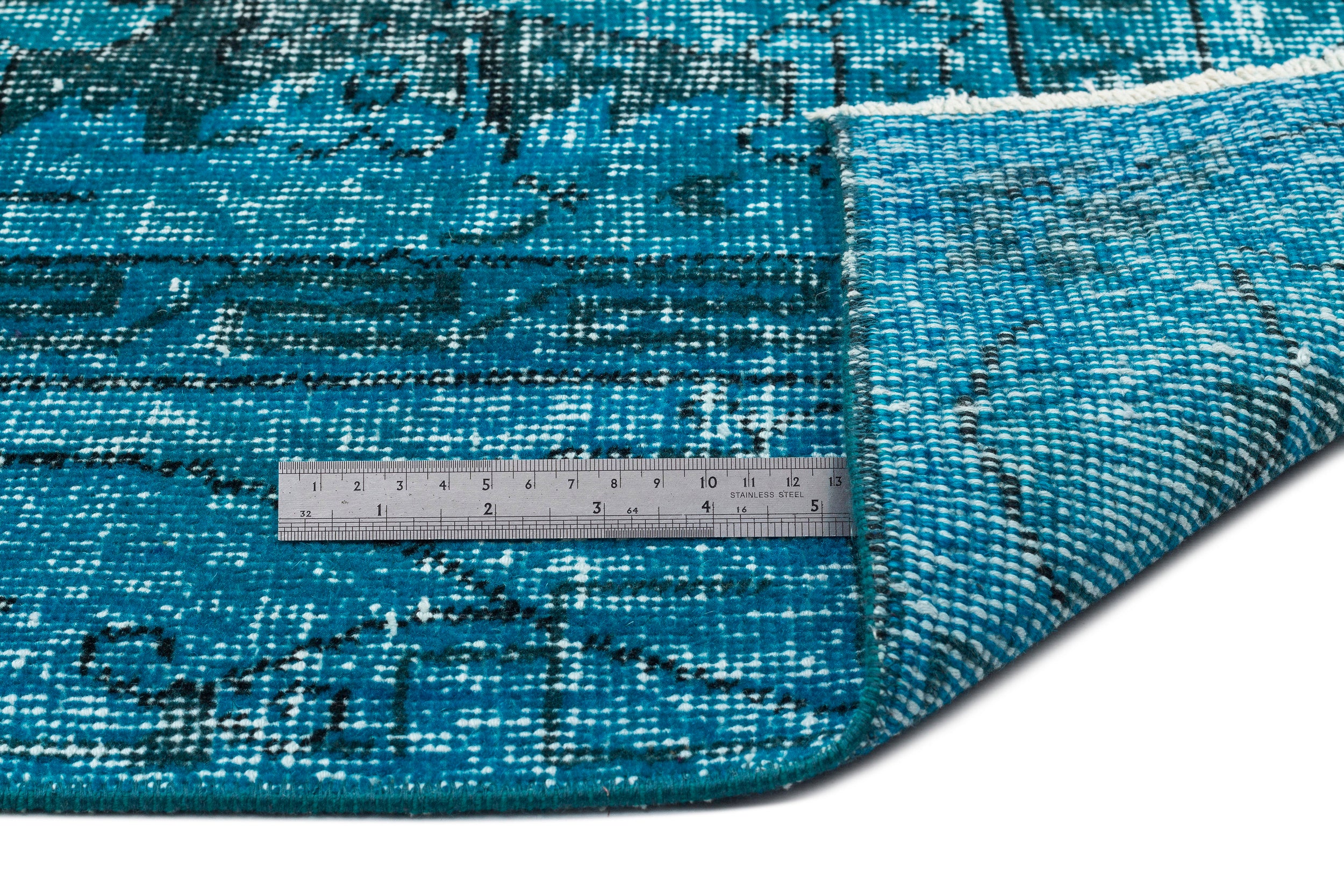 Turquoise  Over Dyed Vintage Rug 6'2'' x 9'3'' ft 189 x 283 cm
