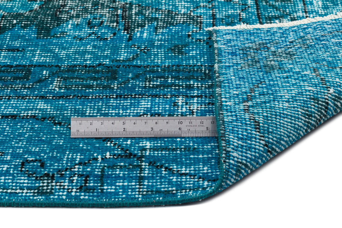 Turquoise  Over Dyed Vintage Rug 6&#39;2&#39;&#39; x 9&#39;3&#39;&#39; ft 189 x 283 cm